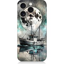 Teknomeg Apple iPhone 16 Pro Max Uyumlu Ay ve Gemi  Desenli Silikon Kılıf
