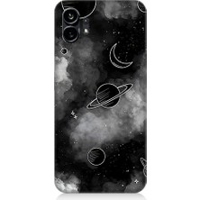 Teknomeg Nothing Phone 1 Uyumlu Uzay ve Bulutlar  Desenli Silikon Kılıf