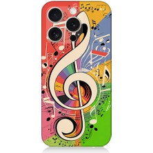 Teknomeg Apple iPhone 16 Pro Max Uyumlu Renkli Nota  Desenli Silikon Kılıf