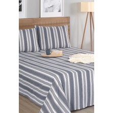 Sport Çizgili Çarşaf + Yastık Kılıfı  Seti Tek Kişilik Soft Line Antrasit