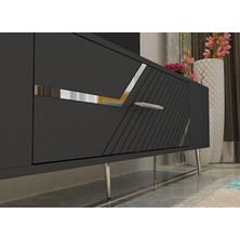 Ufa Tv Sehpası Tv Ünitesi Antrasit Gümüş
