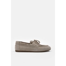 Miuccia Bej Seüt Hakiki Deri Kadın Loafer