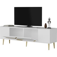 Ufa Tv Sehpası Tv Ünitesi Beyaz Altın