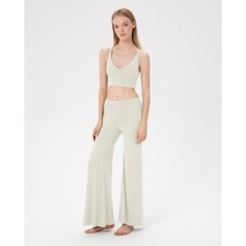 Ayma Active Krem Şortlu Yoga Pantolon Ince Dökümlü Yoga Pantolon