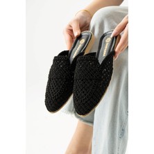 Albishoes Kadın Yazlık Hafif Rahat Terlik Önü Kapalı Hasır Dantel Örme Terlik Günlük Terlik
