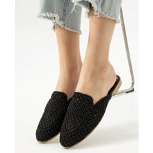 Albishoes Kadın Yazlık Hafif Rahat Terlik Önü Kapalı Hasır Dantel Örme Terlik Günlük Terlik