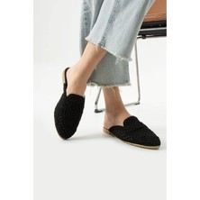 Albishoes Kadın Yazlık Hafif Rahat Terlik Önü Kapalı Hasır Dantel Örme Terlik Günlük Terlik
