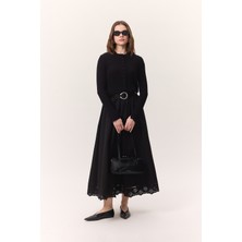 Manuka Nakış Detaylı Geniş Etek Siyah