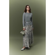 Manuka Desenli Crush Piliseli Etek Nova