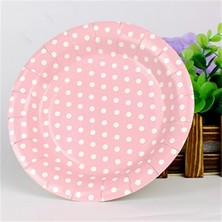 Tabak Karton Pembe Puantiyeli 23CM Pk:8