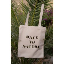 Back To Nature Baskılı Ham Bez Çanta