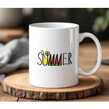 BB Design Summer Tasarımlı Beyaz Seramik Baskılı Kupa Bardak 330 ml
