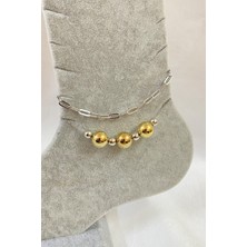 Gümüş Renk Küre Model Ezme ve Sf Zincir Çelik Halhal - 3280