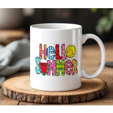 BB Design Hello Summer Tasarımlı Beyaz Seramik Baskılı Kupa Bardak 330 ml