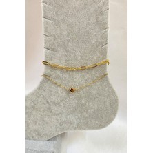 X-lady Accessories Altın Renk Yıldız Model Esme ve Sf Zincir Çelik Halhal - 3279 Premium Çelik ve Zirkon Taş Özellikleri