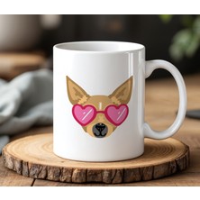 BB Design Gözlüklü Köpek Tasarımlı Beyaz Seramik Baskılı Kupa Bardak 330 ml