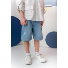 Erkek Çocuk Denım Beli Lastikli Şort - Indigo