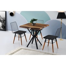 Teselya Masa, Ahşap Kolsuz Sandalye, Ceviz, 80 x 80