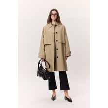 Bel Ayarlamalı Hafif Trençkot Taş