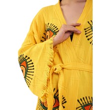 Müslin Renkli  Göz Kimono Bornoz