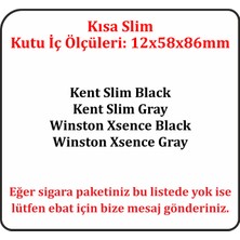 Zey Desing Prestijli Baget Taşlı Sigara Kutusu Gümüş Renk Beyaz Boncuklu ve Çakmak Slim Kısa
