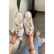 Kadın Firida Çift Bantlı Kapsül Detaylı  Kalın Taban Ortopedik  Sandalet Terlik K-100