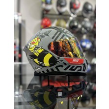910 Arı Desen Kapalı Kask Gold Vizörlü