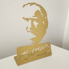 Metal Masaüstü Atatürk Büstü | 18 x 27  cm  | Siyah & Gold Renk Seçenekli