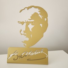 Metal Masaüstü Atatürk Büstü | 18 x 27  cm  | Siyah & Gold Renk Seçenekli