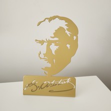 Metal Masaüstü Atatürk Büstü | 18 x 27  cm  | Siyah & Gold Renk Seçenekli