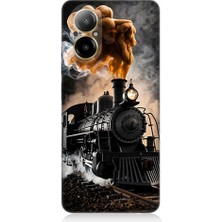 Teknomeg Realme 12 Lite Uyumlu Kara Tren  Desenli Silikon Kılıf