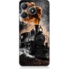 Teknomeg Realme Note 50 Uyumlu Kara Tren  Desenli Silikon Kılıf