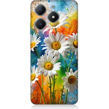 Teknomeg Realme C61 Uyumlu Papatya Bahçesi  Desenli Silikon Kılıf