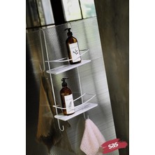 Haus Ömür Boyu Paslanmaz Kristal Raf Banyo Düzenleyici Şampuanlık Beyaz Dşbb