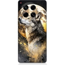 Teknomeg Tecno Camon 30 Uyumlu Kurt ve Ay  Desenli Silikon Kılıf