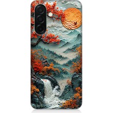 Teknomeg Samsung Galaxy A36 Uyumlu Turuncu Ağaç  Desenli Silikon Kılıf