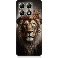 Teknomeg Xiaomi 14T Pro Uyumlu Taçlı Aslan 2  Desenli Silikon Kılıf