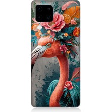 Teknomeg Vivo V30 Uyumlu Çiçekli Flamingo  Desenli Silikon Kılıf