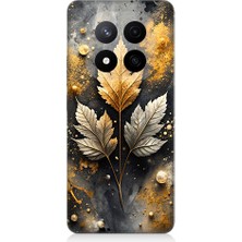 Teknomeg Redmi Note 14 Pro Plus Uyumlu Altın Yapraklar  Desenli Silikon Kılıf