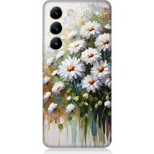 Teknomeg Vivo V30 Lite Uyumlu Papatya Buketi  Desenli Silikon Kılıf