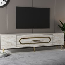 Bişkek Tv Sehpası Tv Ünitesi Efesmermer Altın