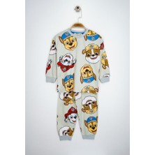 Paw Patrol Baskılı %100 Pamuk Uzun Kollu Erkek Bej Pijama Takımı (3,4,5,6,7,8 Yaş)