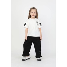 Cg Kids Fiyonk Detaylı Ispanyol Paça Fiyon Işlemeli Nakışlı Fiyonk Basic Alt Üst Kız Çocuk Takım