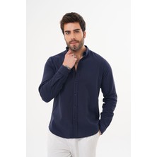 Catto Peak Erkek PAMUK Nefes Alan Teri Emen Nakışlı Regular Gömlek