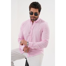 Catto Peak Erkek PAMUK Nefes Alan Teri Emen Nakışlı Regular Gömlek