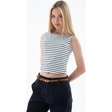 Fashion Friends Pamuklu Slim Fit Bisiklet Yaka Crop Bayan Crop 25Y0326K1