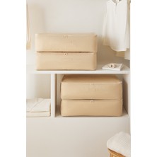 Home Wave 4'lü Mega Boy Bej Pötikare Baza Altı Hurç Set 74 x 46 x 22 cm
