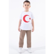 Erkek Çocuk Türk Bayraklı Beyaz Tshirt Penye