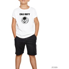 Call Of Duty Skull Beyaz Çocuk Tişört