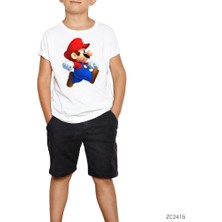Super Mario Beyaz Çocuk Tişört